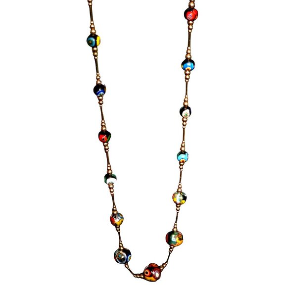 Vintage Necklace Murano Millefiori 12k gold filled clasp/beads 26" - Picture 11 of 13